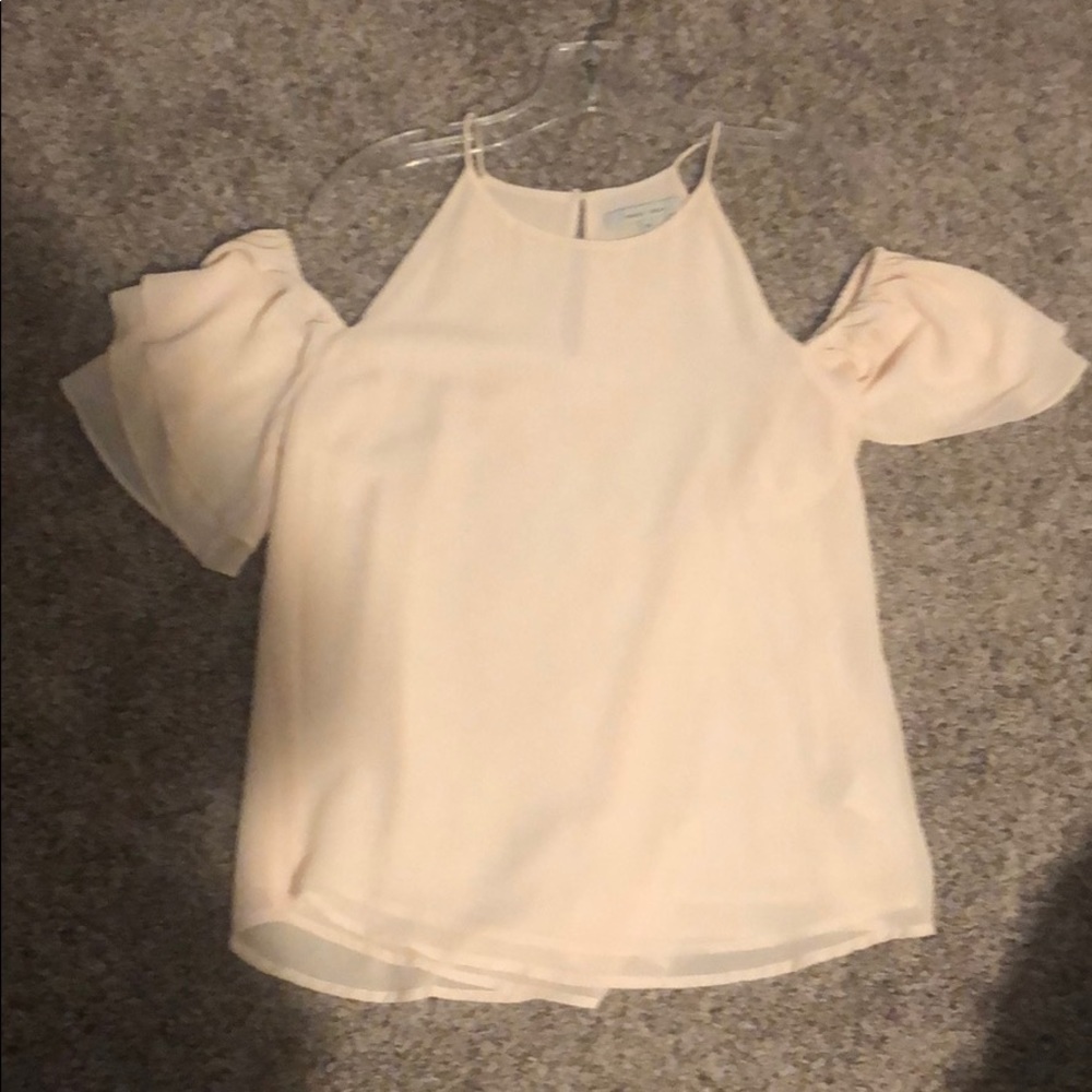 Off shoulder cream/blush colored blouse